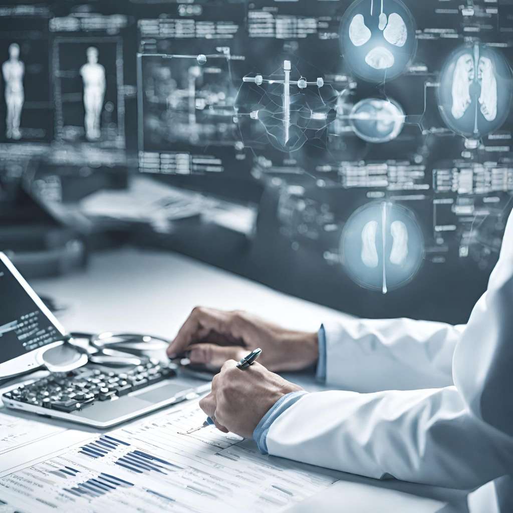 A coder working on medical codes or a screen displaying suggested medical codes