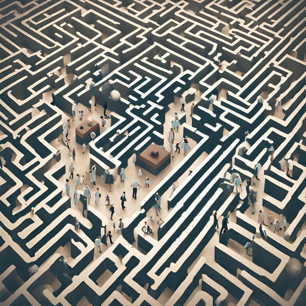 Image depicting a maze with puzzled patients