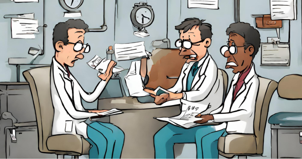 Cartoon illustrating patient confusion during the billing process