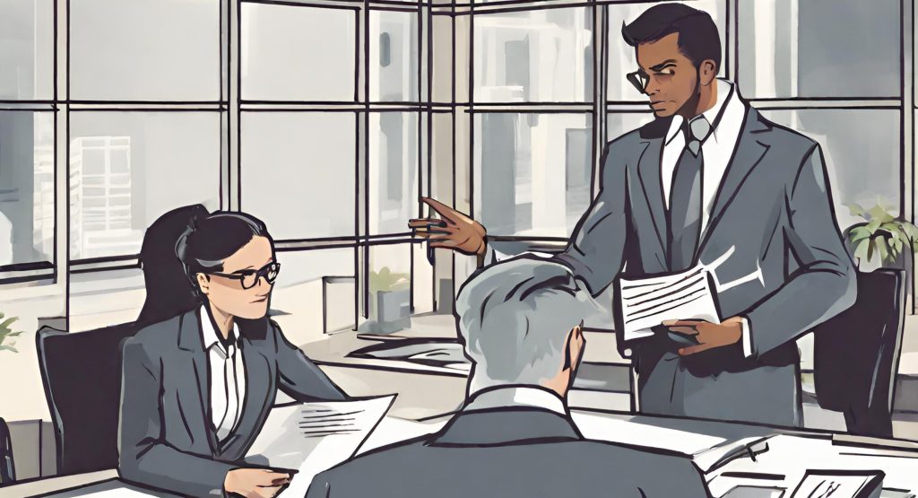 "Corporate professional making an ethical decision, emphasizing the importance of compliance and responsible choices."