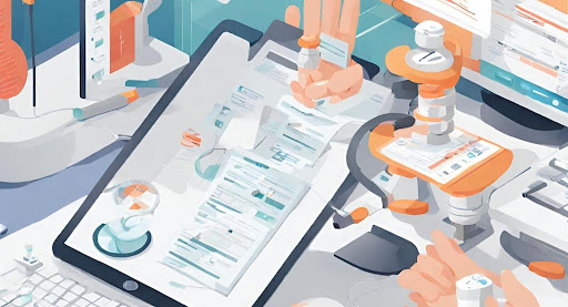 ("Visual representation of an optimized and efficient podiatry medical billing workflow - Streamlined processes and electronic transactions.")