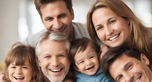 ("Smiling family enjoying the security of health insurance.")
