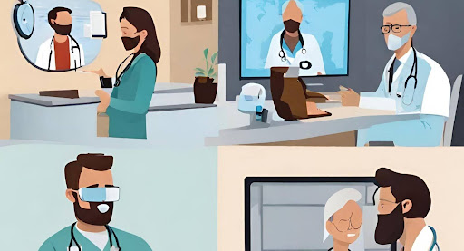 ("Doctor and patient engage in a virtual consultation via video conferencing.")