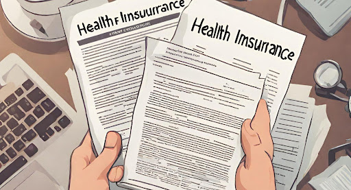 ("Person reading health insurance policy documents, emphasizing the importance of understanding coverage terms.")
