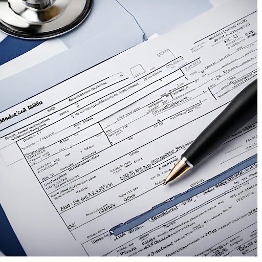 ("A medical billing statement with highlighted suspicious charges.")