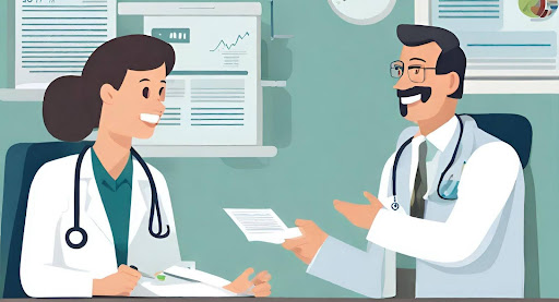 ("Positive interaction between a healthcare provider and a satisfied patient, highlighting effective communication in the billing process.")