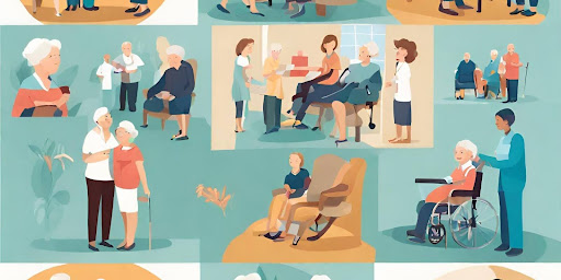 (Illustration of various care options – in-home care, assisted living, and nursing home care, demonstrating the flexibility of Long-Term Care Insurance.")