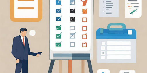 (<img decoding= ("Visual checklist for coding standards, with items representing various standards and visual cues like check marks or colors to signify adherence or non-compliance.")