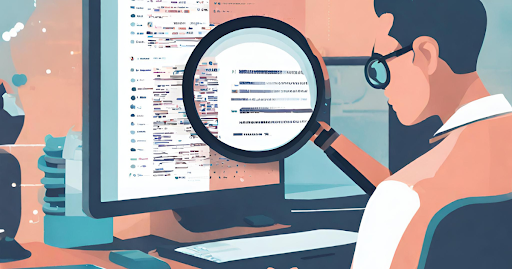 (Image representing accurate coding, with a coder at work or medical codes under a magnifying glass)