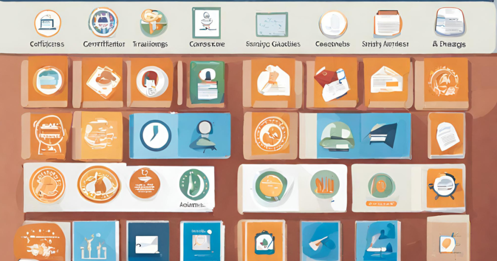 (Image featuring training materials, study guides, and certification badges for medical coding education. Resources for aspiring coders.)