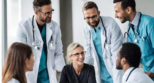 ("Collaborative healthcare professionals discussing integrated care strategies for patients.") ("Healthcare professionals collaborating in a team meeting to discuss integrated patient care.")