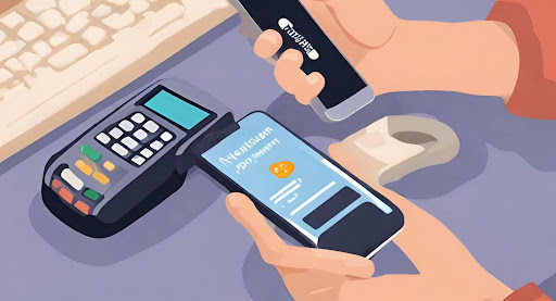 ("Convenient Digital Payment Options for Healthcare Services") ("Person using smartphone to make healthcare payment online, illustrating convenience of digital payments.")