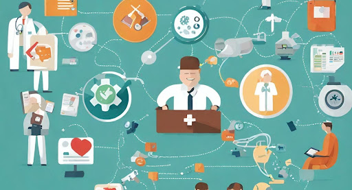 ("Understanding Cost-Sharing Mechanisms in Healthcare") ("Illustration depicting cost-sharing mechanisms among patients, insurers, and healthcare providers.")