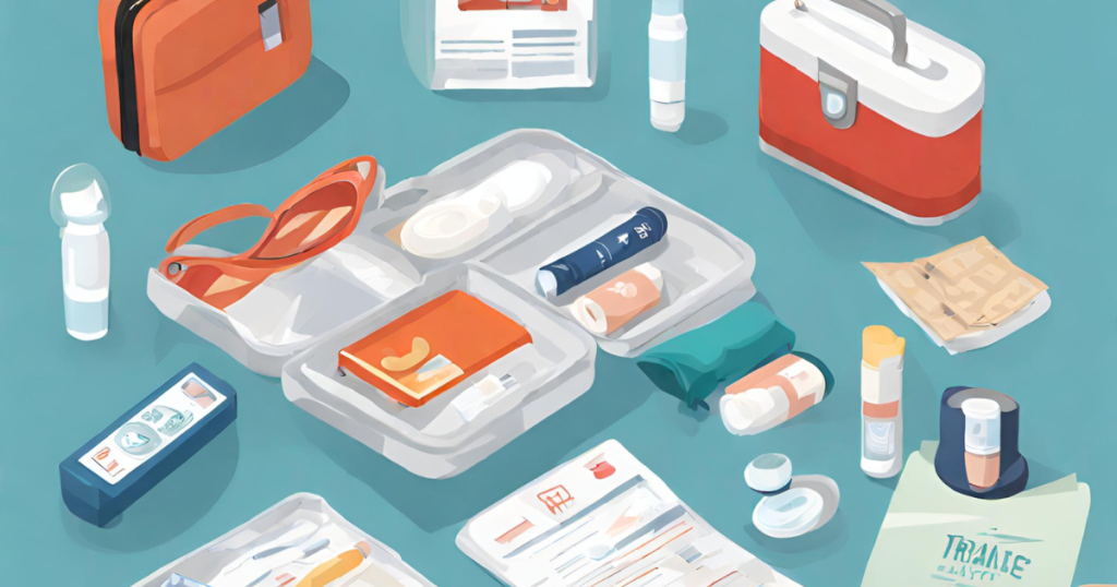 Visual Guide to Travel Tips for Individuals with Pre-Existing Conditions Informative visuals offering travel tips for individuals with pre-existing conditions, including images of packing essentials