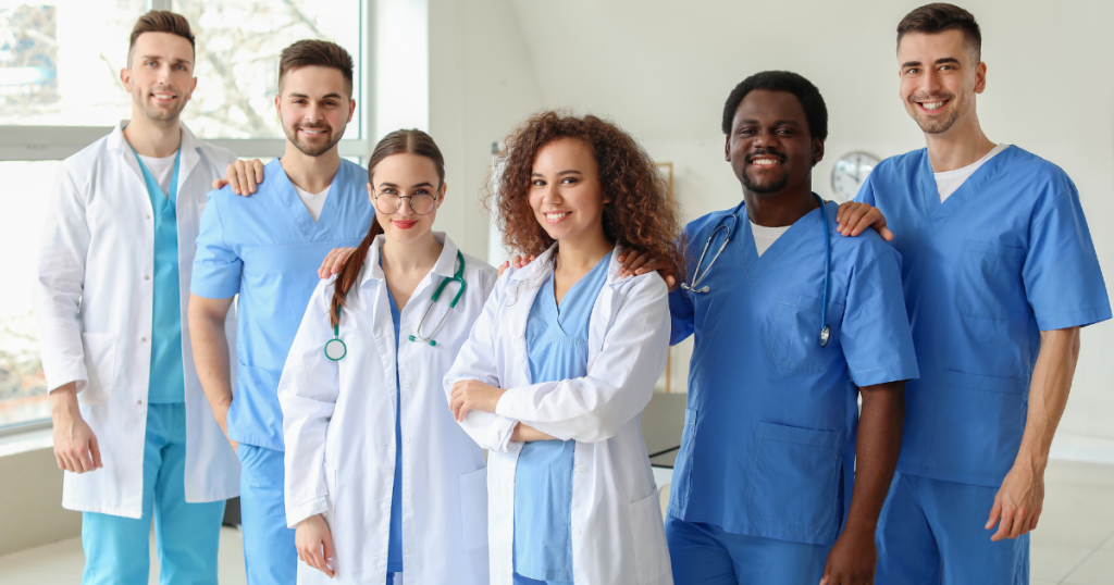 Collage showcasing diversity in healthcare settings and patient Collage of diverse patients and healthcare settings: Accessible, affordable healthcare for all
