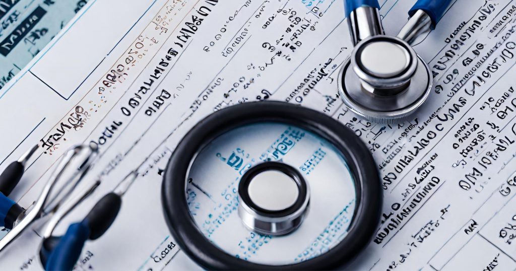 "Accurate Medical Coding for Billing Purposes" "Close-up of medical codes and documentation, highlighting the importance of accurate coding for billing purposes."