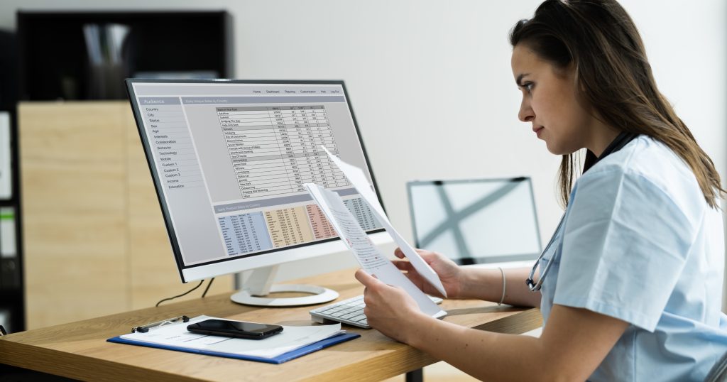  "Illustration depicting the streamlined process of medical billing software. Icons representing patient registration, coding, claim submission, payment processing, and reporting are interconnected by arrows, showcasing the efficient workflow facilitated by the software."