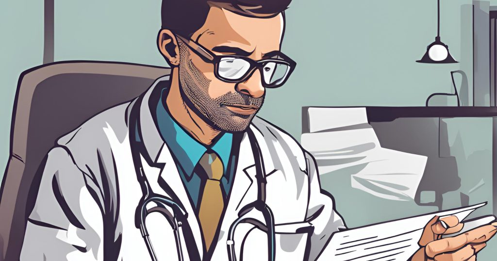 "Healthcare professional reviewing regulatory documents" "Healthcare professional reviewing regulatory documents"