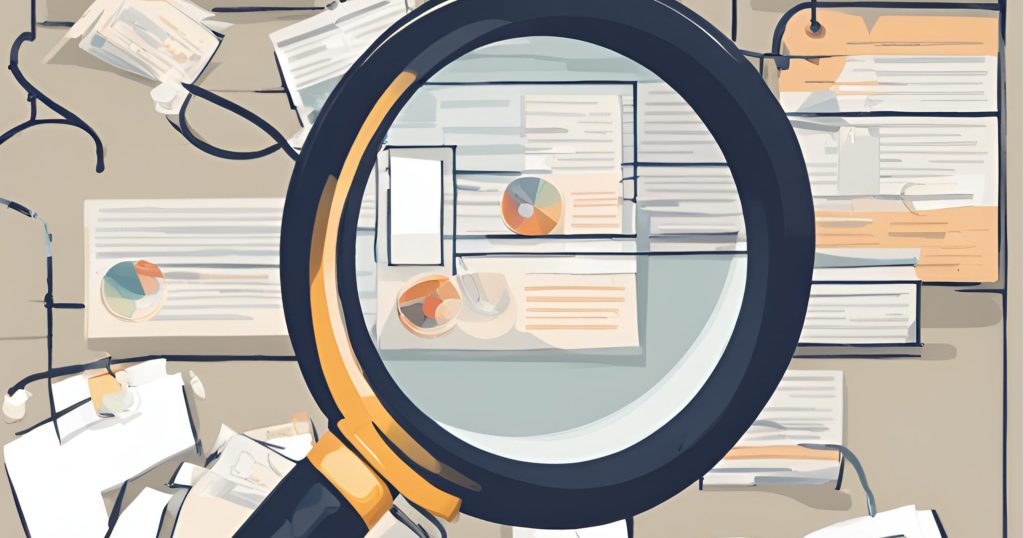 "Magnifying glass zooming in on a process, representing the need for closer examination to identify improvement opportunities."