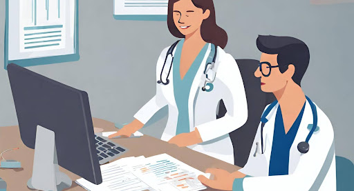 ("Doctor explaining prior authorization process to patient.")