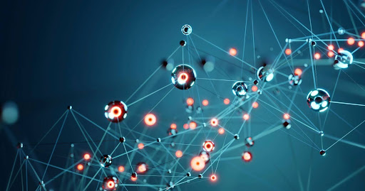("Illustration of interconnected nodes representing credentialing and insurance network connections.")