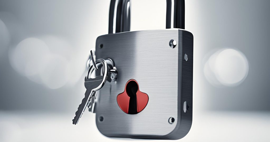 "Image of a padlock and key, symbolizing data security and patient privacy protection."