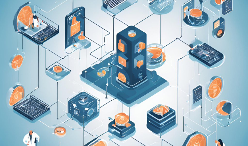 A visual representation of blockchain technology applied in healthcare