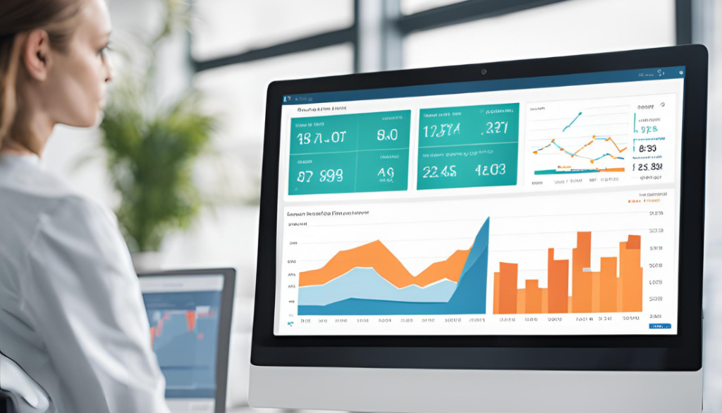 Revenue cycle management dashboard with patient payment data.